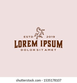 horse logo vector icon illustration design in vintage hispter outline line linear style