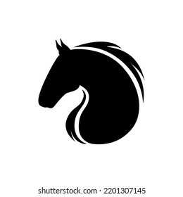 Horse logo. Vector illustration of a black silhouette horse head icon isolated on a white background. 