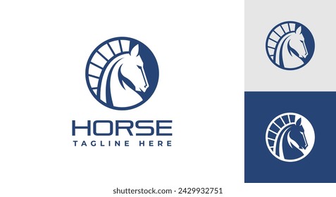 ilustración vectorial del logotipo del caballo, círculo con la plantilla del logotipo de la cabeza del caballo