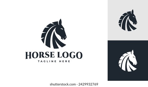 horse logo vector illustration, horse head silhouette logo template