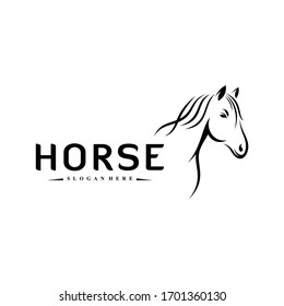Plantilla de ilustración vectorial del logotipo de caballo, diseño creativo y sencillo