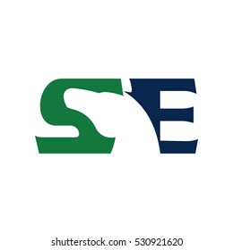 horse logo vector. letter S and E logotype.