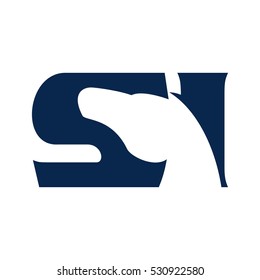 horse logo vector. letter S and i logotype.