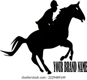 horse logo vector with a man