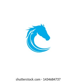 Horse logo vector template. Wave Horse vector illustration.