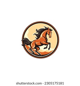 Horse logo. Wild mustang rearing icon.