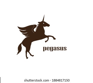 horse logo with wing standing pegasus stallion unicorn icon vector