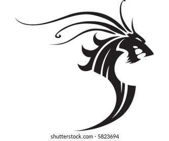 Horse lookng tattoo with long mane