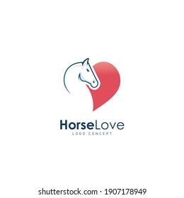 Horse Love Logo Design Template Flat Style Vector