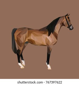 Horse low poly design. Triangle vector illustration.