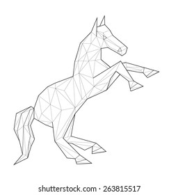 Horse. Low polygon linear vector illustration