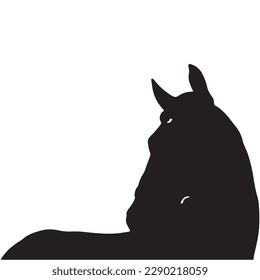 The horse is lying down and resting-Silhouettes illustration.