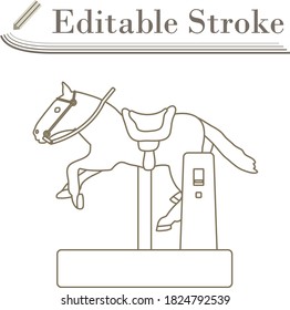 Horse Machine Icon. Editable Stroke Simple Design. Vector Illustration.