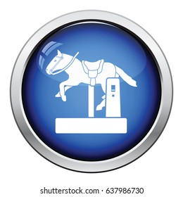 Horse machine icon. Glossy button design. Vector illustration.