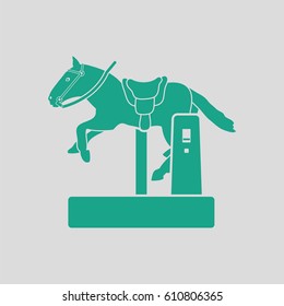 Horse machine icon. Gray background with green. Vector illustration.