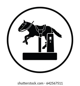 Horse machine icon. Thin circle design. Vector illustration.