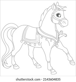 Horse. Magical animal. Vector artwork. Black and white, monochrome. Coloring book pages for adults and kids. Illustration. bohemian. Spring, summer pattern print