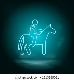 Horse, man blue neon vector icon. Simple element illustration from map and navigation concept. Horse, man blue neon vector icon. Real estate concept vector illustration. svg