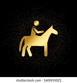 Horse, man gold, icon. Vector illustration of golden particle