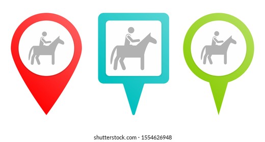Horse, man pin icon. Multicolor pin vector icon