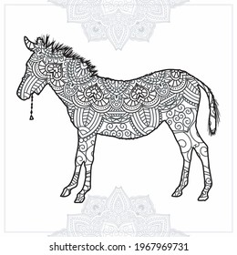 Pferd Mandala. Vintage dekorative Elemente. Orientalisches Muster, Vektorgrafik.