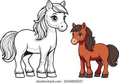 libro para colorear de diseño de mascota de caballo