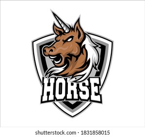 Horse Mascot Esport logo illustration 