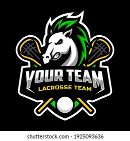horse mascot for a lacrosse team logo. school, college or league. Vector illustration.
