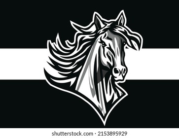 Horse Mascot Logo Design. Horse Face Vector Template. Horse Head Design For Logo. Beautiful Stately, Noble Horse