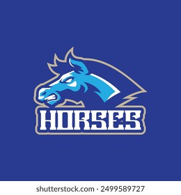 Horse mascot logo design with modern illustration concept style for badge, emblem and t shirt printing. Head horses illustration for sport and esport team.