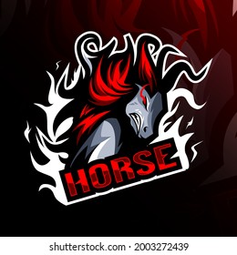 Horse mascot logo esport template