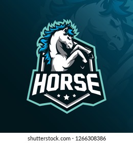 horse mascot logo vector design with modern illustration concept style for badge, emblem and tshirt printing. horse  illustration with jumping style.