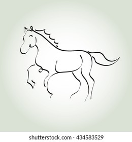 Horse in a minimal line style vector