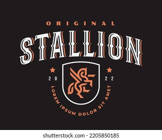 Horse modern logo, heraldic emblem design editable for your business. Stallion vector illustration.