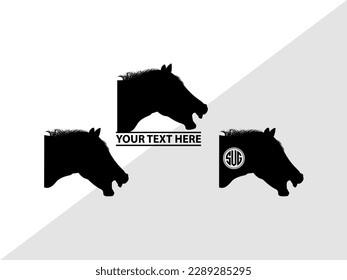 Horse Monogram Vector Illustration Silhouette