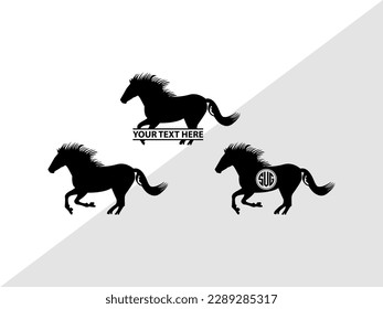 Horse Monogram Vector Illustration Silhouette