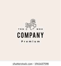 horse monoline hipster vintage logo vector icon illustration