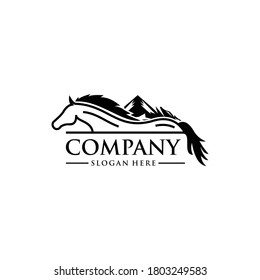 Horse Mountain Animal Wildlife Creative Design Logo