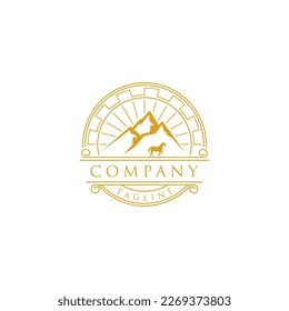 Horse Mountain Logo Design Template Inspiration, Vector Illustration.
