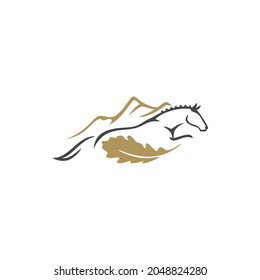 horse with mountain natural logo