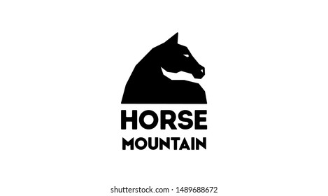 Horse mountain vector logo. Horse black logo