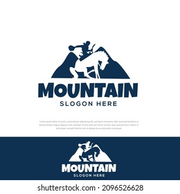 Horse and Mountain vector logo design, symbol, icon, horse, design template