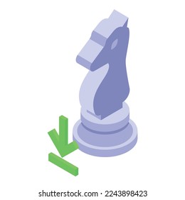 Horse move icon isometric vector. Chess online. Game board