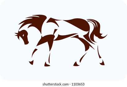Horse in movement, made up of shapes