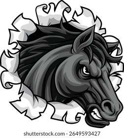 Cavalo mustang bronco garanhão irritado significa design de personagem mascote de equipe de esportes duros.