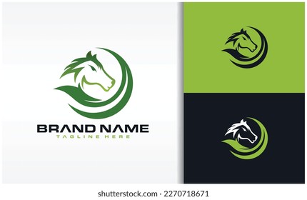 Horse Nature Leaf Logo Vector