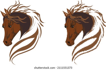 hélice nft , token único y token no fungible, ilustración vectorial de caballo, gráficos vectoriales, arte de píxel