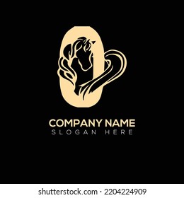 Horse with O letter  logo vector illustration design 