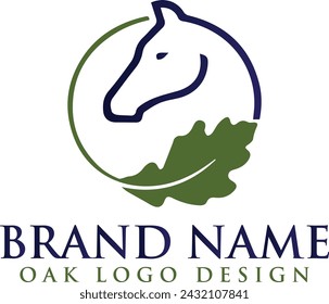 Horse and oak tree vector logo, Oak Farm Logo design DOWNLOAD for your business