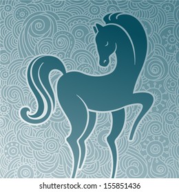 The horse on the abstract background.
